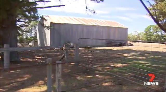 The shed where Peterson was found. Source: 7News