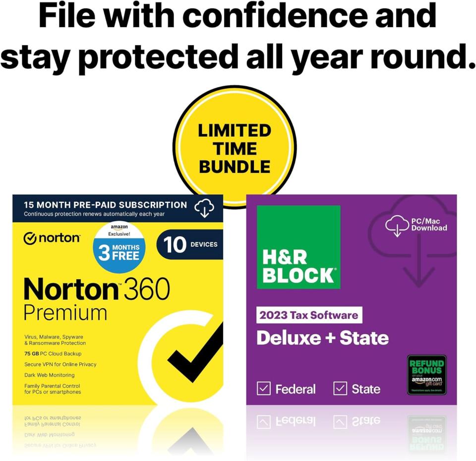 H&R Block Deluxe + State with Norton 360 Premium 
