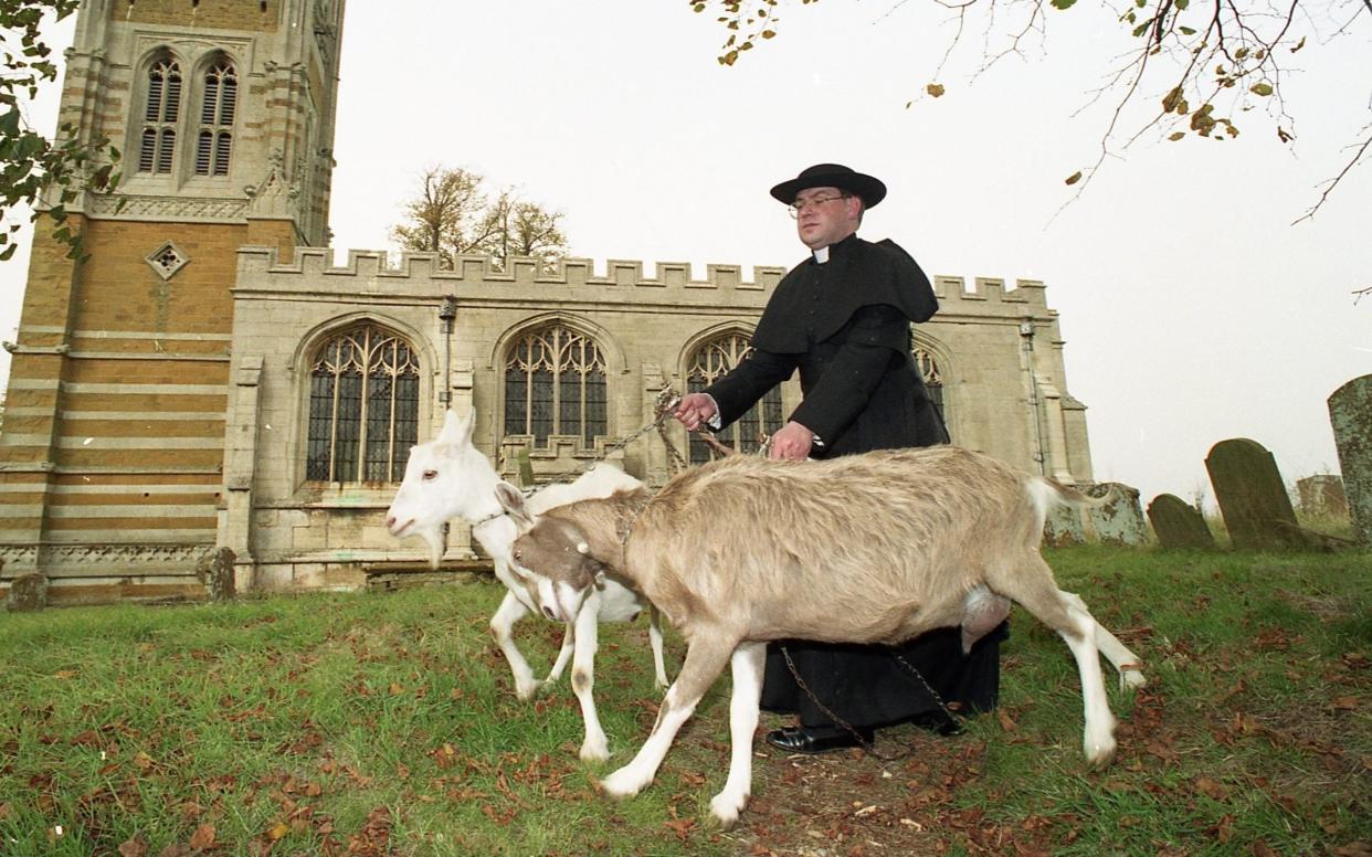 The Rev David Johnson accompanied by trusty goats Doreen and Florence - Eric Roberts