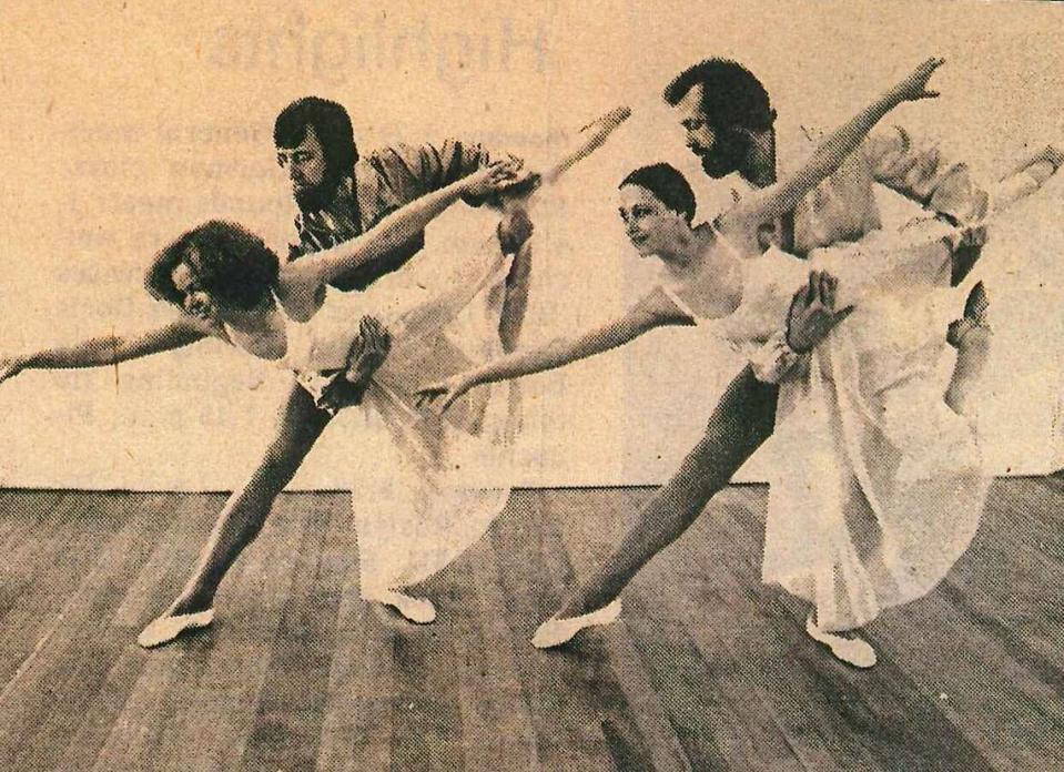 A newspaper clipping of Ballet Northwest founders Bud Johansen, back left, and his wife, Mary Johansen.