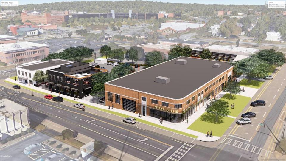 Nonic, a popular downtown Columbus restaurant, will move to the new Highside Market. The black building in this rendering provided by The Cotton Companies will be Nonic’s new home.