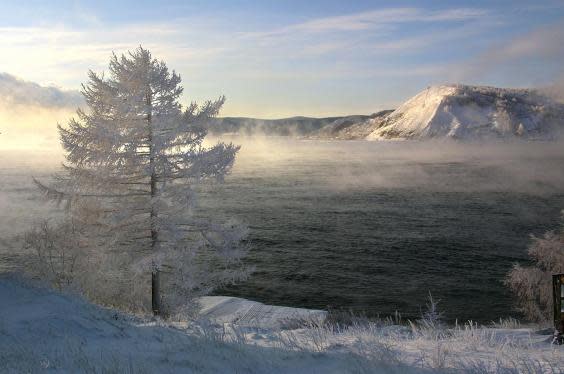 A view of Lake Baikal taken on 11 December, 2000 from the village of Listvyanka. (ALEXANDER NEMENOV/AFP/Getty Images)