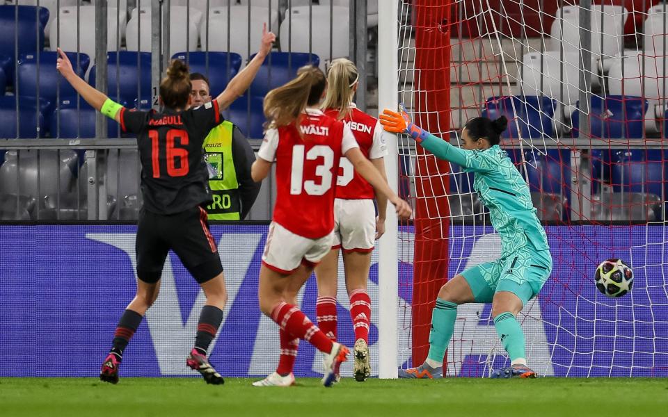 Lea Schüller scores the only goal of the game - Arsenal trail Bayern Munich in Champions League but have cause for optimism - Getty Images/Roland Krivec
