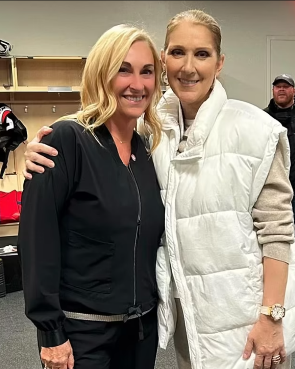 Dion pictured with Montreal’s vice-president of hockey communications Chantal Machabée last week (Instagram/Chantal Machabée)