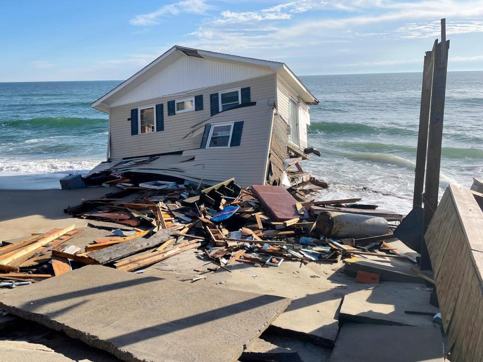 A beach house that collapsed along North Carolina's Outer Banks