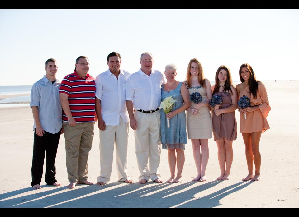 Matt Adams (Jessika Palmer's boyfriend), David Garrison (David's best friend), Corey, David, Trish, Kailie, Emily, and Jessika.<br />  <br />  "We were all there sitting on the beach because that's exactly what I wanted," Trish said about their 11/11/11 wedding.