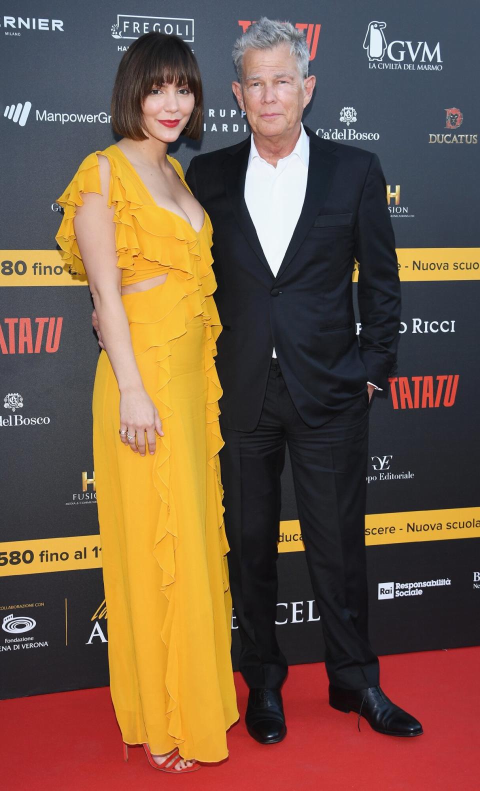 Katharine Mcphee and David Foster attends Celebrity Fight Night at Arena di Verona on September 8, 2018 in Verona, Italy