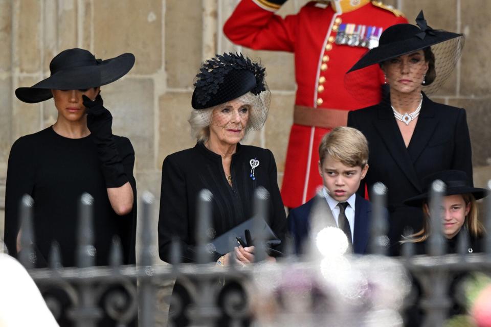 Meghan Duchess of Sussex, Princess Charlotte, Prince George, Catherine Princess of Wales, Camilla Queen Consort The State Funeral of Her Majesty The Queen, Service, Westminster