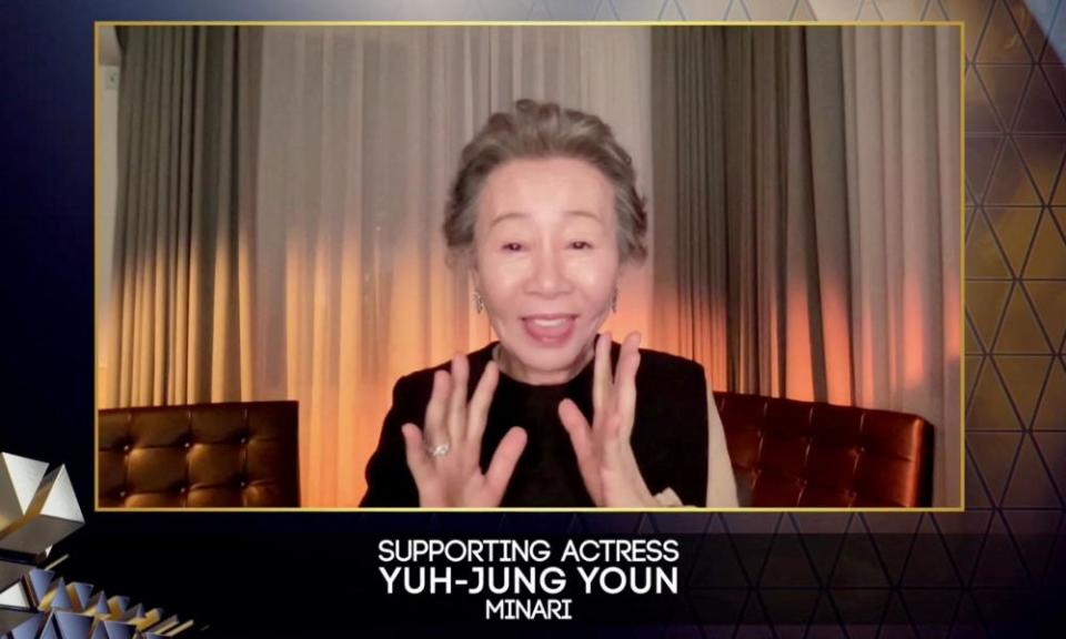 Youn Yuh-jung at the Baftas.