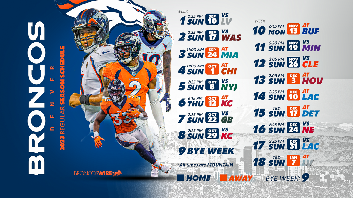 Denver Broncos Schedule 2023: Dates, Time, TV Channel, Opponents and Season  Outlook