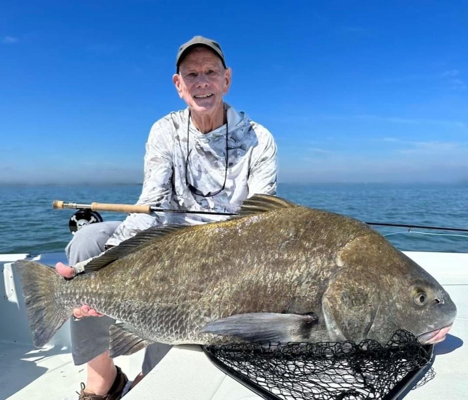 This black drum was sight casted to by this angler working his fly rod Dec. 10, 2023 with Capt. Peter Deeks of Native Son charters in Merritt Island.