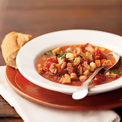 Smoky Seitan, Pinto Bean, and Hominy Stew