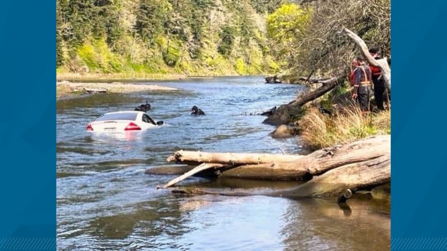 A car went over a cliff and into the Big White Salmon River in Skamania County, WA (SCSO)