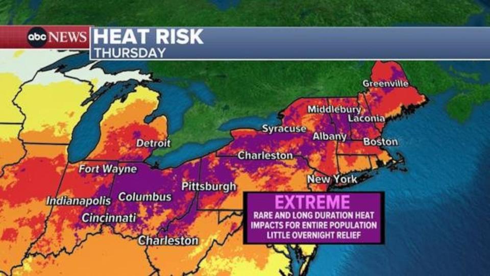 PHOTO: Heat risk weather map for Thursday, June 20. (ABC News)