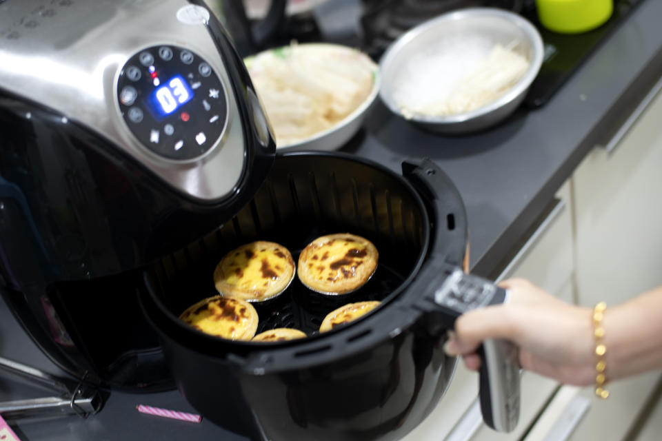 Air fryer machine  in home, Egg Tart ( selective focus ) TikTok