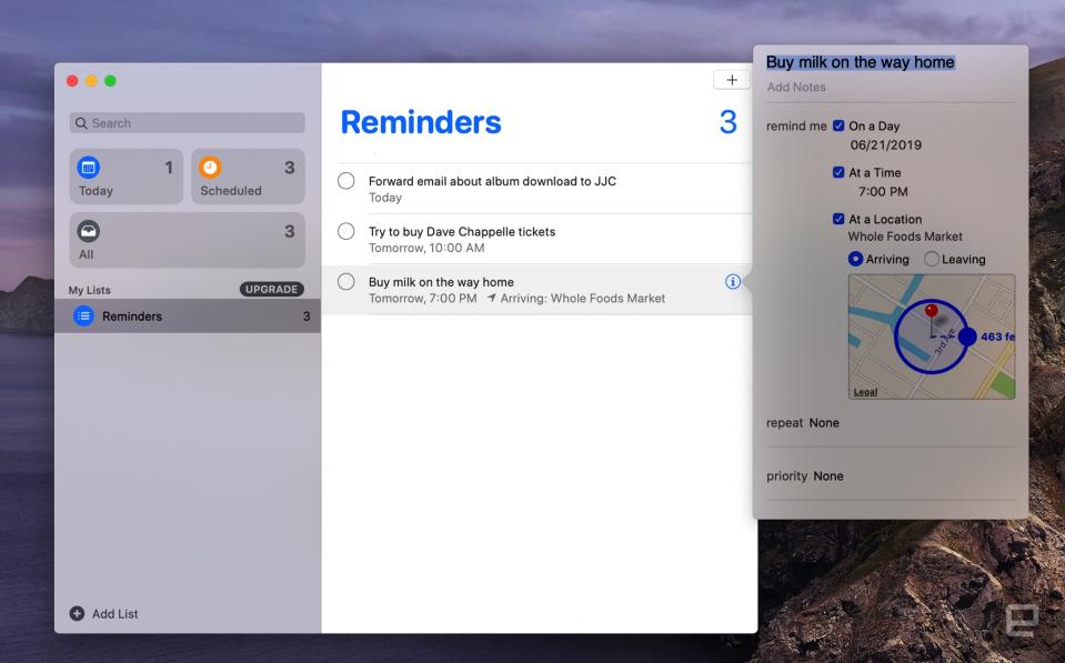 Reminders in macOS Catalina