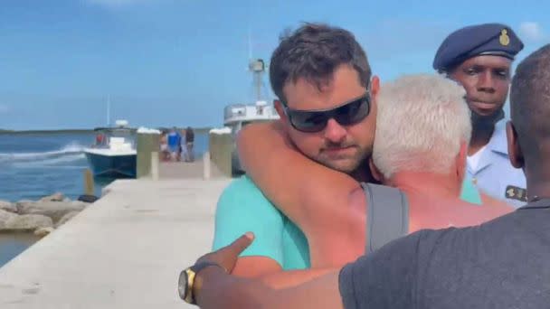 PHOTO: In this screen grab from a video, people arrive at the location where a 58-year-old Pennsylvania woman was killed during a bull shark attack off Rose Island in The Bahamas.  (Obtained by ABC News)