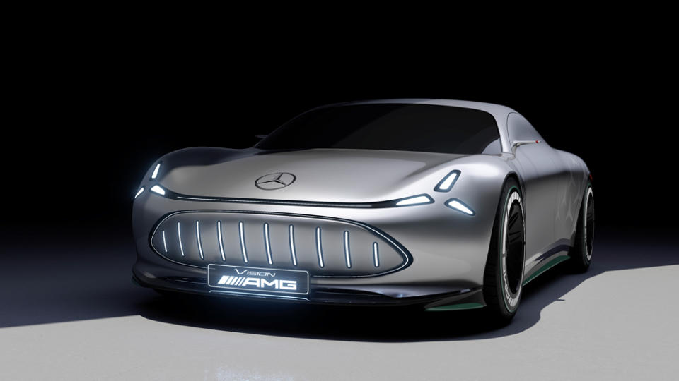 The new concept car features the latest reimagining of the automaker’s hallmark Panamericana grille. - Credit: Mercedes-Benz AG