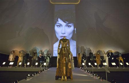 Examples of Italian dresses are displayed at "The Glamour of Italian Fashion 1945-2014" exhibition, at the Victoria and Albert Museum in London April 2, 2014. REUTERS/Neil Hall