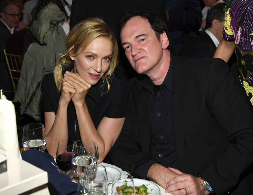 Uma Thurman no descarta volver a trabajar con Quentin Tarantino. En esta foto asistieron juntos a la gala de premios de The National Board of Review en enero de 2020. (Foto de Kevin Mazur/Getty Images for National Board of Review)