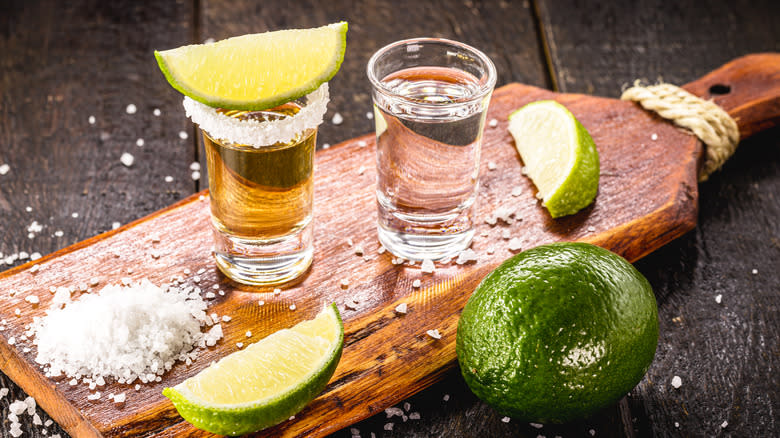 Tequila shots with lime