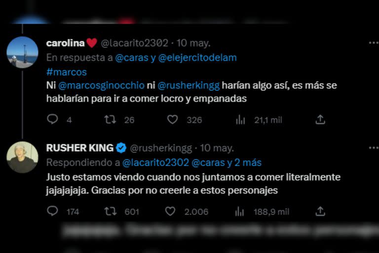 Rusherking negó un enfrentamiento con Marcos (Captura Twitter)