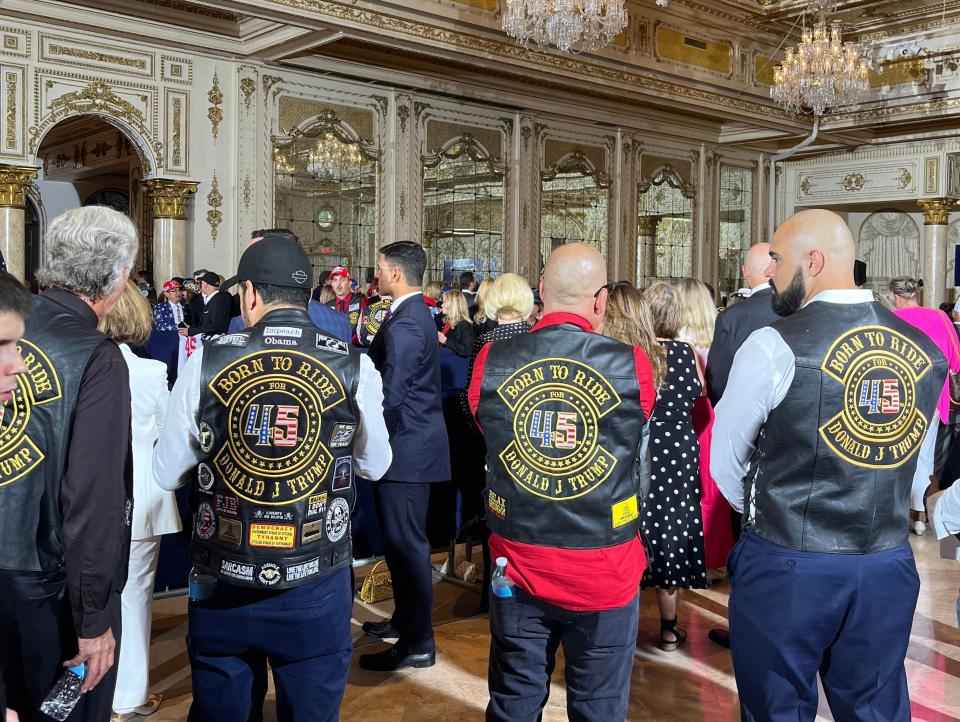 Biker group Born to Ride 45 attended Trump's Mar-a-Lago speech after his arraignment.