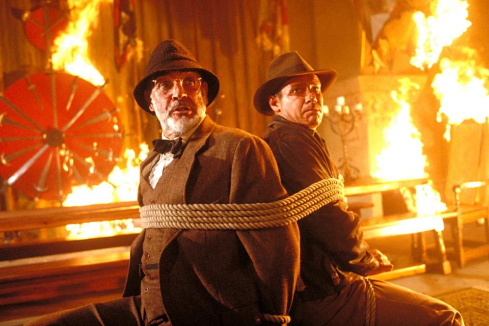 Indiana Jones and the Last Crusade (1989) Sean Connery (L) and Harrison Ford