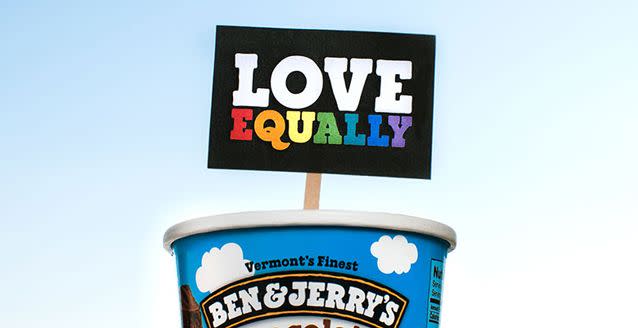 Ben & Jerry's is banning double-ups on the same flavour in a marriage equality protest. Source: Supplied