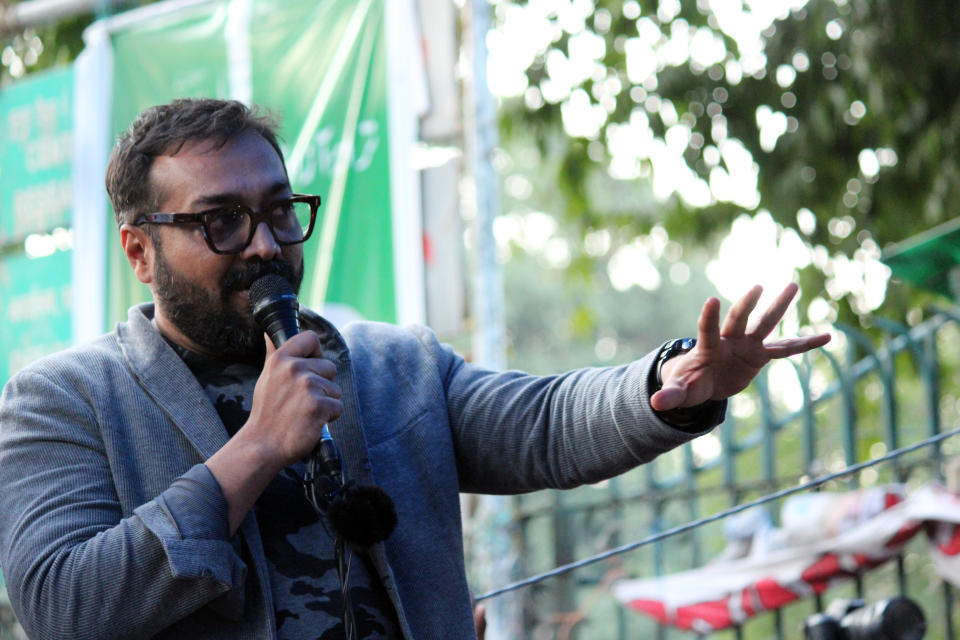 Bollywood filmmaker Anurag Kashyap participates in a peaceful protest against the controversial Citizenship Amendment Act (CAA), National Population Register (NPR) and National Register of Citizen (NRC) , at Jamia Millia Islamia University, on February 14, 2020 in New Delhi, India. The students of Jamia are also protesting against what they term repeated instances of alleged police brutality. (Photo by Mayank Makhija/NurPhoto via Getty Images)