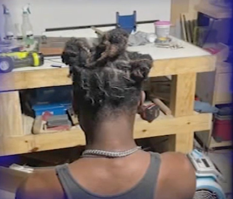 Darryl George, a 17-year-old high school student in Texas, has been suspended for wearing a loc hairstyle, his mother says (Darresha George/KTRK)