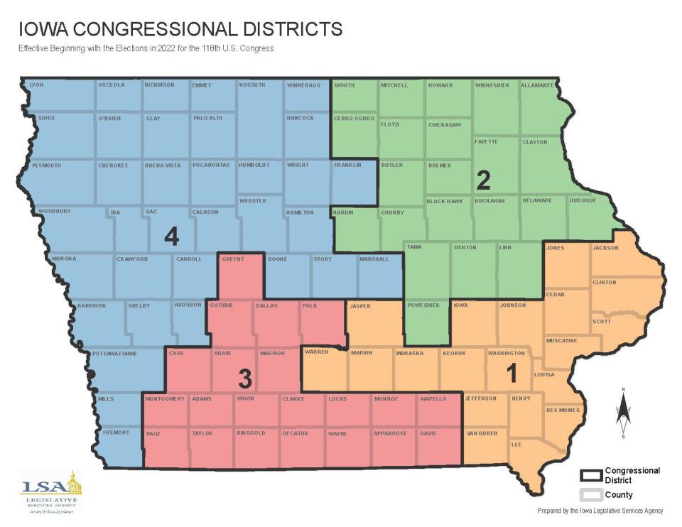 Iowa has four congressional districts.