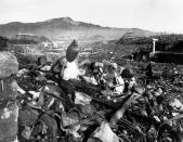 Battered religious figures rest among the rubble of Nagasaki after the atomic bombing of the city by American armed forces on Aug. 9, 1945. (Photo: Corbis via Getty Images)