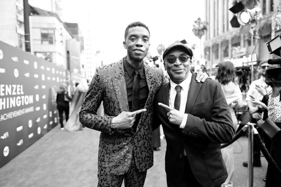 Chadwick Boseman and Spike Lee attend the 47th AFI Life Achievement Award honouring Denzel Washington on 6 June 2019 in Hollywood, California (Charley Gallay/Getty Images for WarnerMedia)