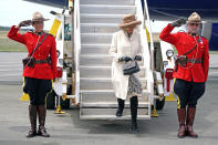 <p>Prince Charles, Prince of Wales and Camilla, Duchess of Cornwall arrive in Canada on May 17, 2022 in St. John's, Newfoundland and Labrador. The Prince of Wales and Duchess of Cornwall are visiting for three days from May 17 to 19. The tour forms part of Queen Elizabeth II's Platinum Jubilee celebrations. (Photo by Jacob King - Pool/Getty Images)</p> 