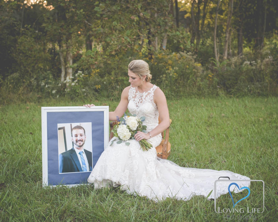 Mr Murphy (pictured) was killed instantly in a car accident 10 months before the couple’s wedding day. Source: Supplied/ Mandi Knepp/ Loving Life Photography