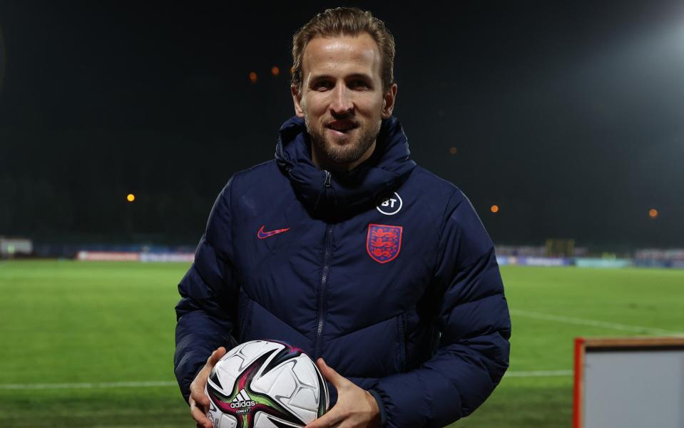 Harry Kane with the match ball - Eddie Keogh - The FA/The FA via Getty Images