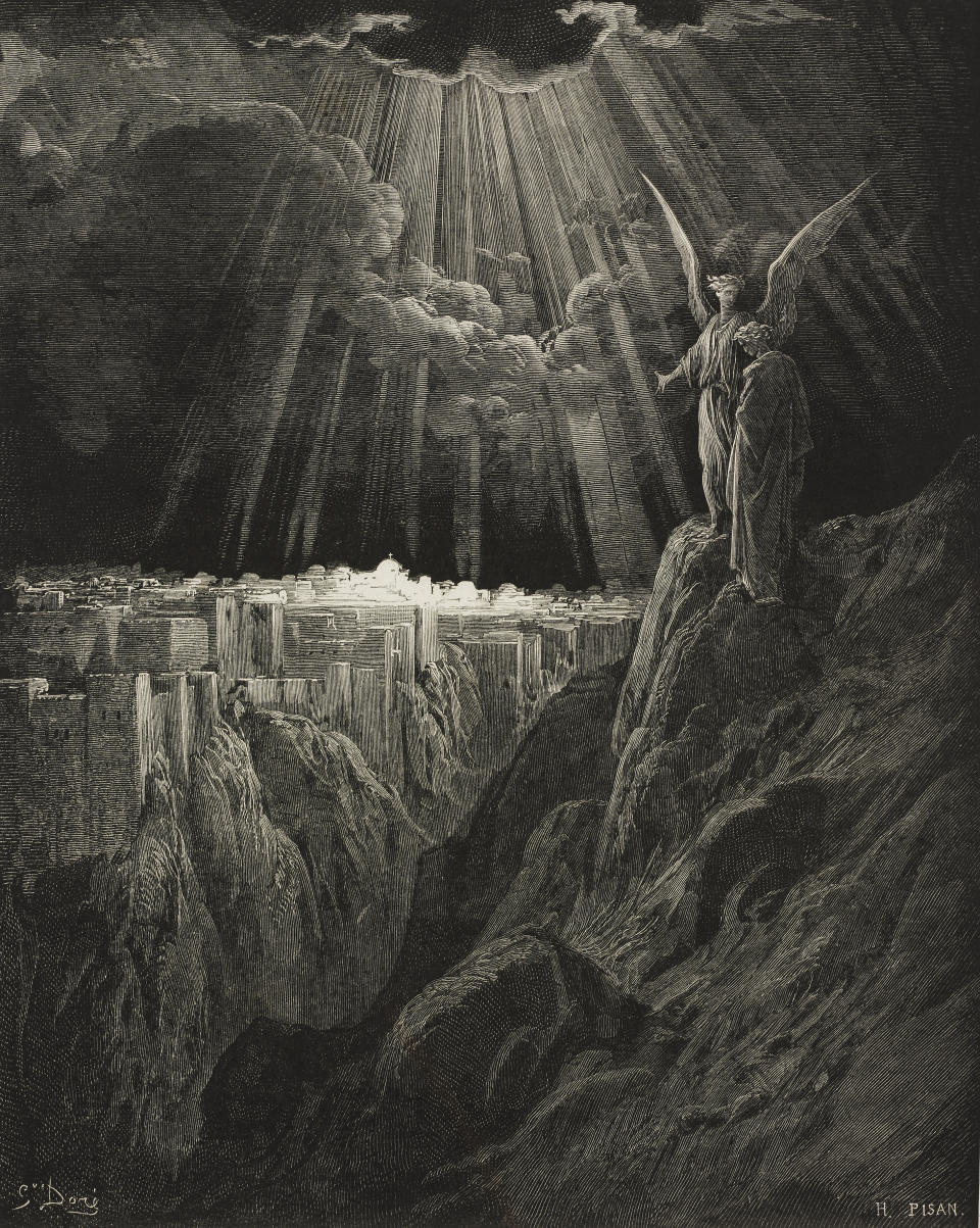 John's revelation of the New Jerusalem is imagined in this 19th-century engraving by the French artist Gustave Dor&eacute;. (Photo: DEA / BIBLIOTECA AMBROSIANA via Getty Images)