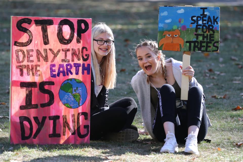 A London pupil joins the protests (PA)