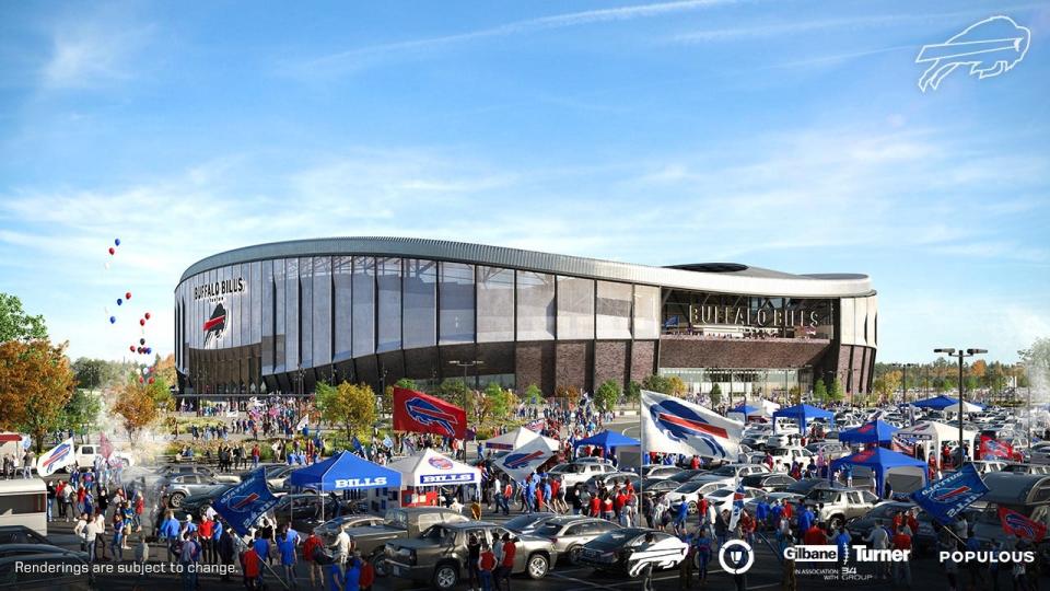 Una representación del nuevo estadio de los Bills que se construirá para la temporada 2026.