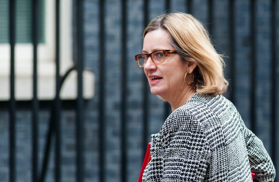 <em>Home Secretary Amber Rudd previously insisted that a decline in the number of officers could not be linked to a rise in violent crime (Rex)</em>