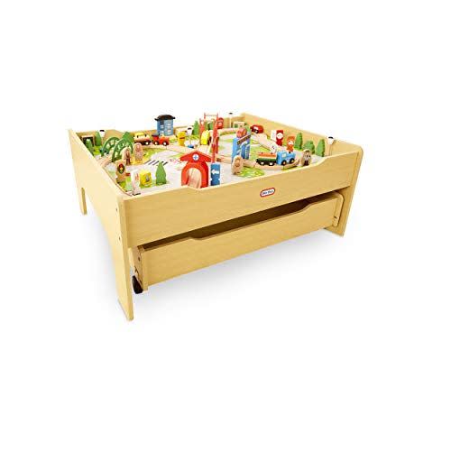 14) Little Tikes Real Wooden Train and Kids Table Set