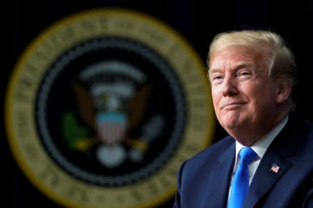 U.S. President Donald Trump participates in an onstage interview with moderator Charlie Kirk, founder of Turning Point USA, during a youth forum titled Generation Next, at the White House in Washington, U.S. March 22, 2018.  REUTERS/Jonathan Ernst