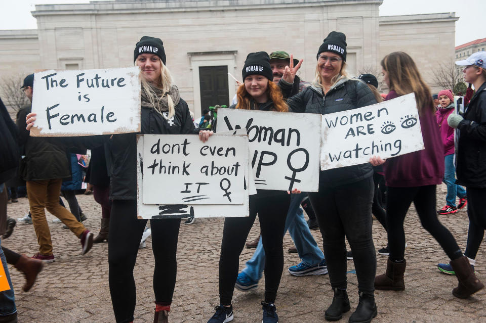 WASHINGTON, DC. - JAN. 21: Organizers put the Women's March on Washington in Washington D.C. on Saturday Jan. 21, 2017. (Photo by Alanna Vagianos, Huffington Post)&nbsp;