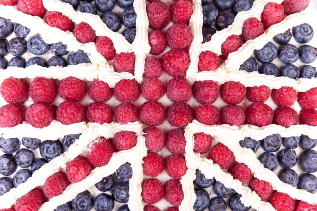 Union jack made form the berries and cream