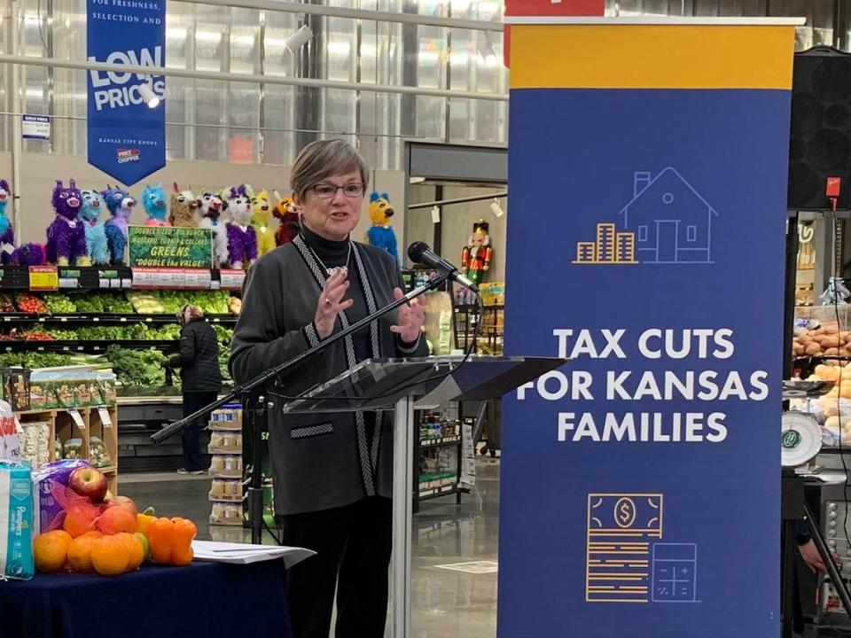 Kansas Gov. Laura Kelly announced a tax cut agenda in December that included a proposed immediate elimination of the state sales tax on food, ending state sales taxes on diapers and feminine hygiene products, the creation of a back-to-school sales tax holiday and changes to how retirement income is taxed.