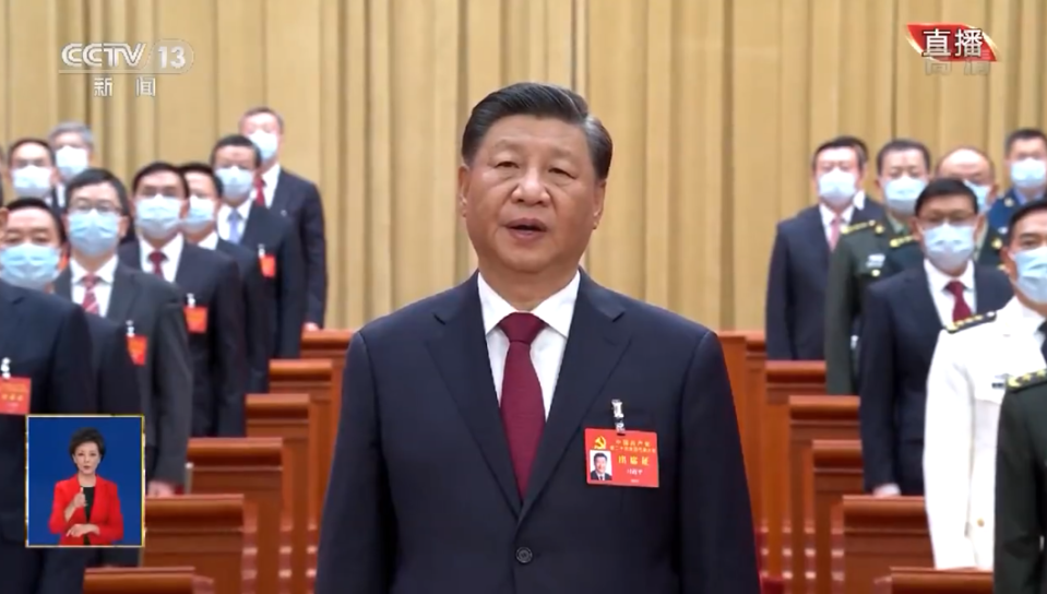 中國國家主席習近平出席中共二十大。   圖:翻攝自央視新聞