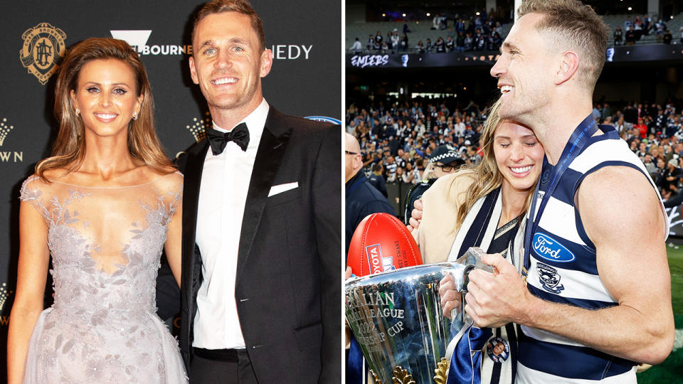 Joel Selwood, pictured here with wife Brit.