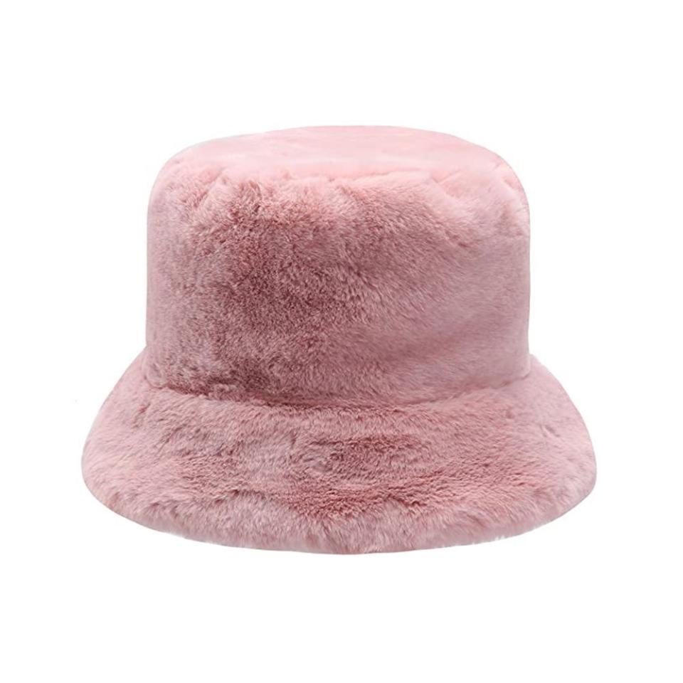 Faux Fur Cow Bucket Hat