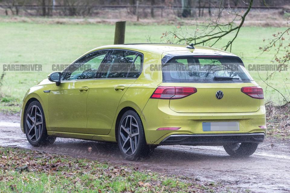 <p>Large stickers attempt to hide slimmer LED taillights that emphasize the width of the rear end, and the hatch itself is just as upright as ever. This eye-catching lime green color suggests that VW may add more options to the Golf's color palette, at least in some markets, following the lead of <a rel="nofollow noopener" href="https://www.caranddriver.com/news/a22735797/volkswagen-golf-r-colors-2019/" target="_blank" data-ylk="slk:the Golf R's Spektrum color customization program;elm:context_link;itc:0;sec:content-canvas" class="link ">the Golf R's Spektrum color customization program</a>.</p>